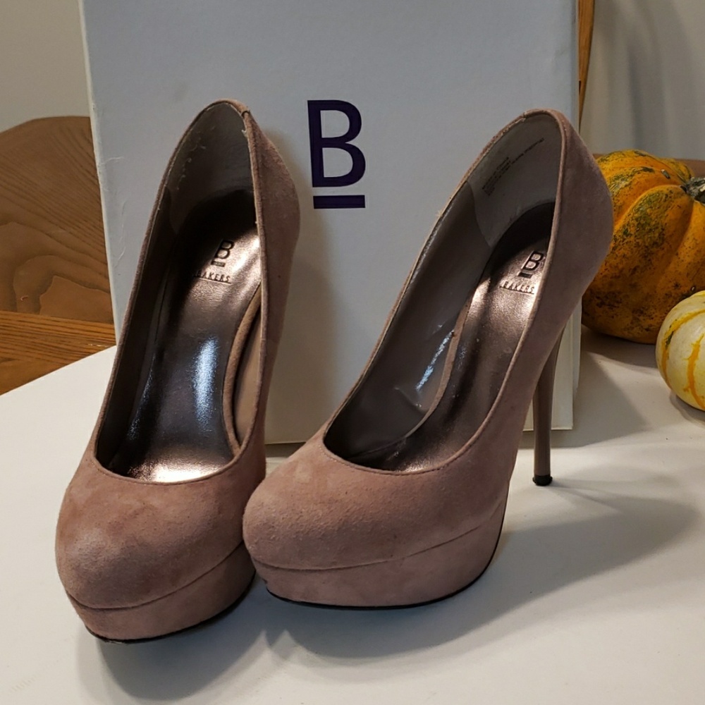 Bakers Victoria Taupe Suede Platform Stilettos